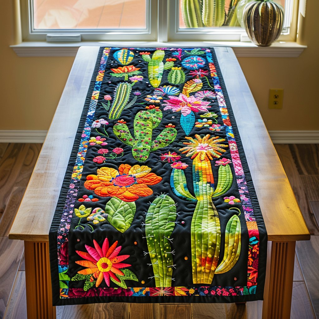 Lively Cactus Garden Table Runner