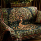 Tree with Green Leaves on Olive Sofa Cover