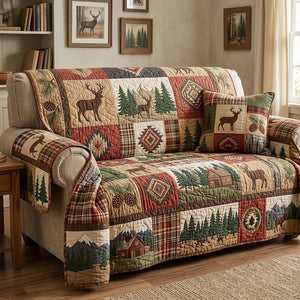 Lodge Deer Patchwork Sofa Cover - Made to Order
