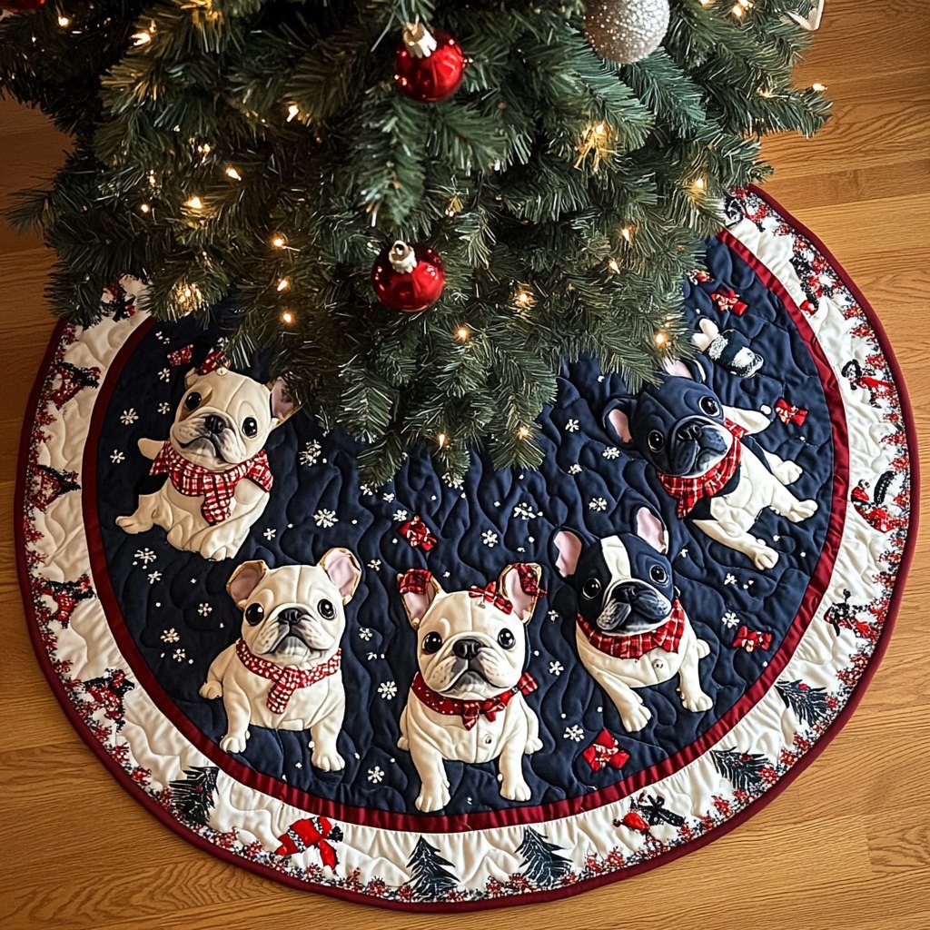Lovely French Bulldog Christmas Tree Skirt