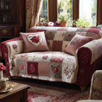 Hearts and Roses on Pink Patchwork Sofa Cover
