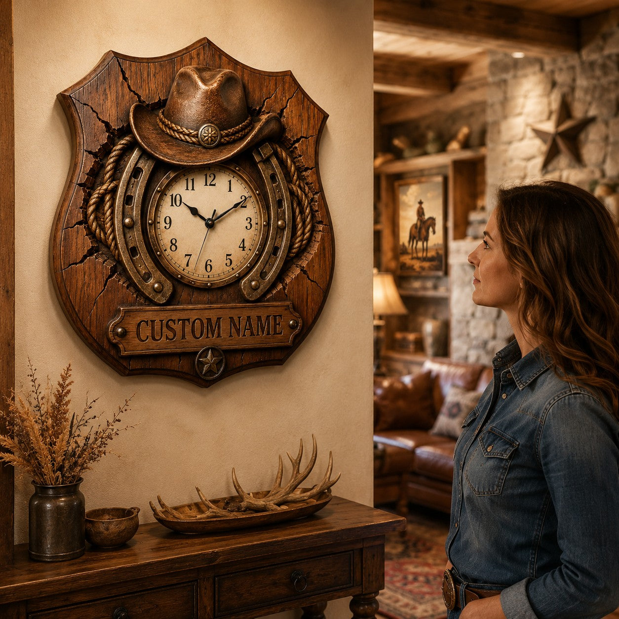 Ranch name Custom Name Wall Clock — personalized with a custom name