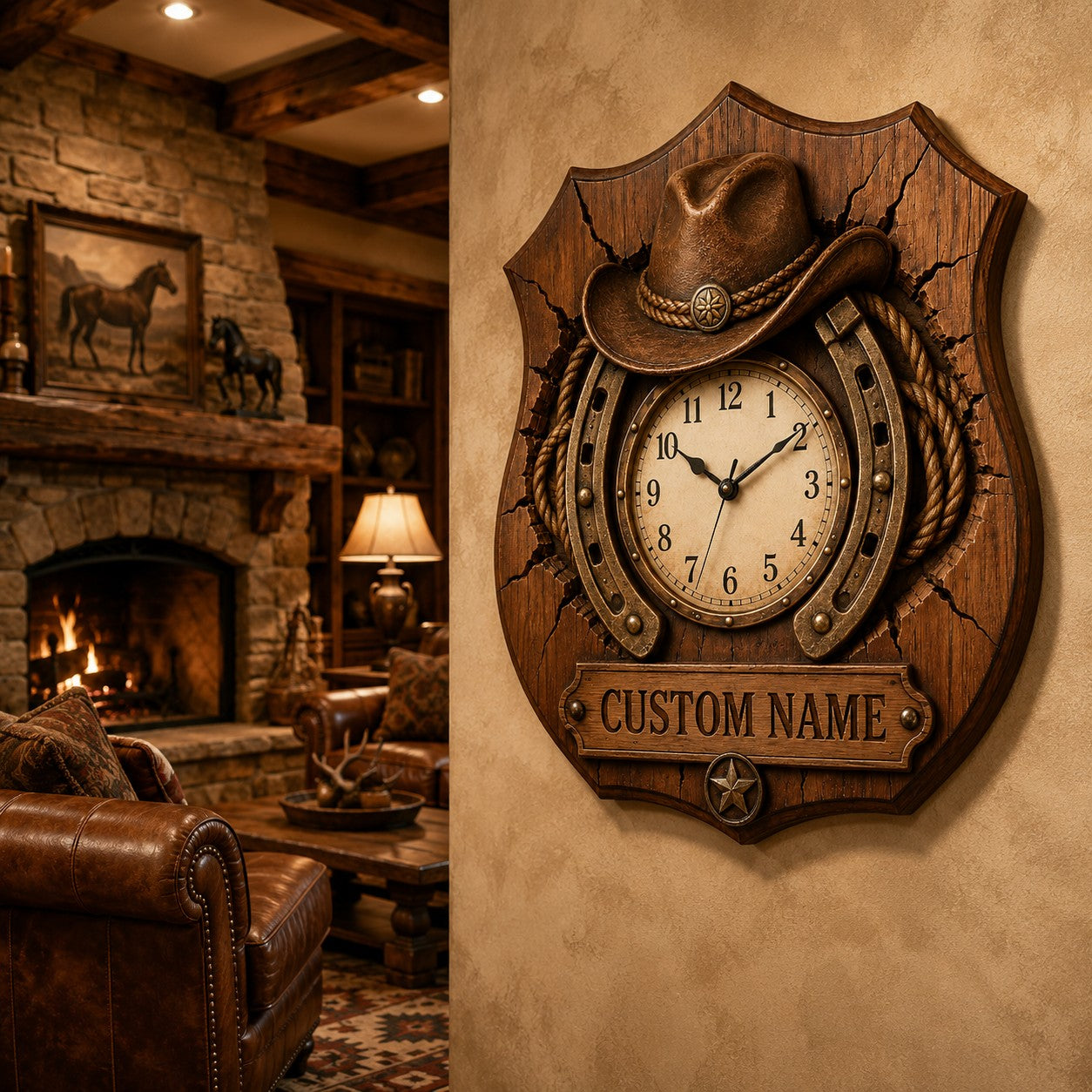 Ranch name Custom Name Wall Clock — personalized with a custom name