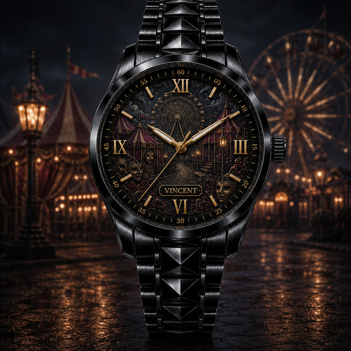 Custom Personalized Midnight Carnival Watch — personalized with a custom name