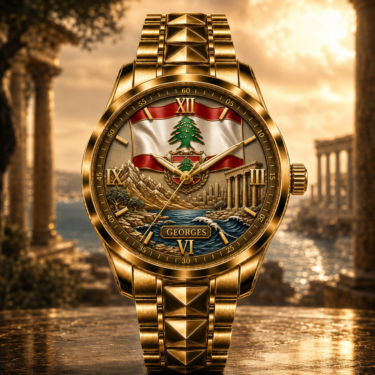 Custom Lebanese Heritage Watch — personalized with a custom name