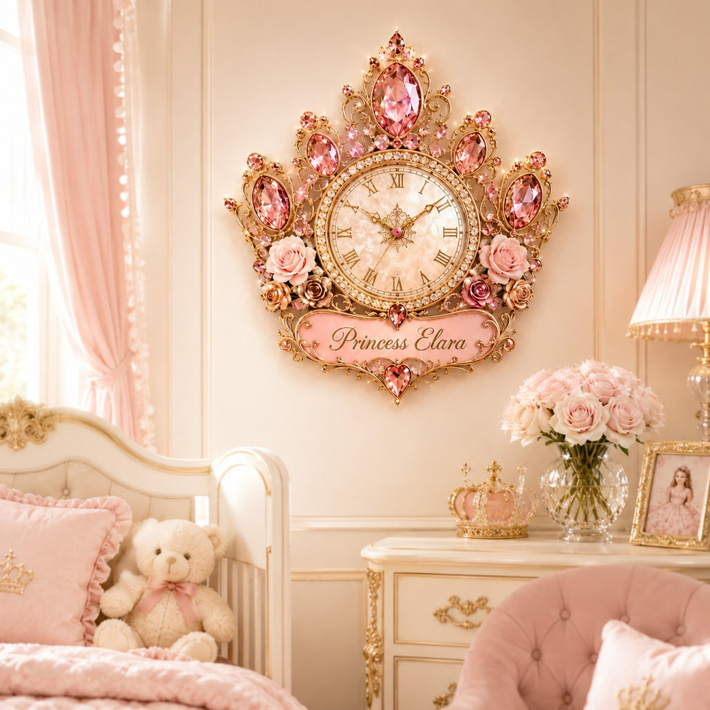 Princess Custom Name Wall Clock — personalized with a custom name