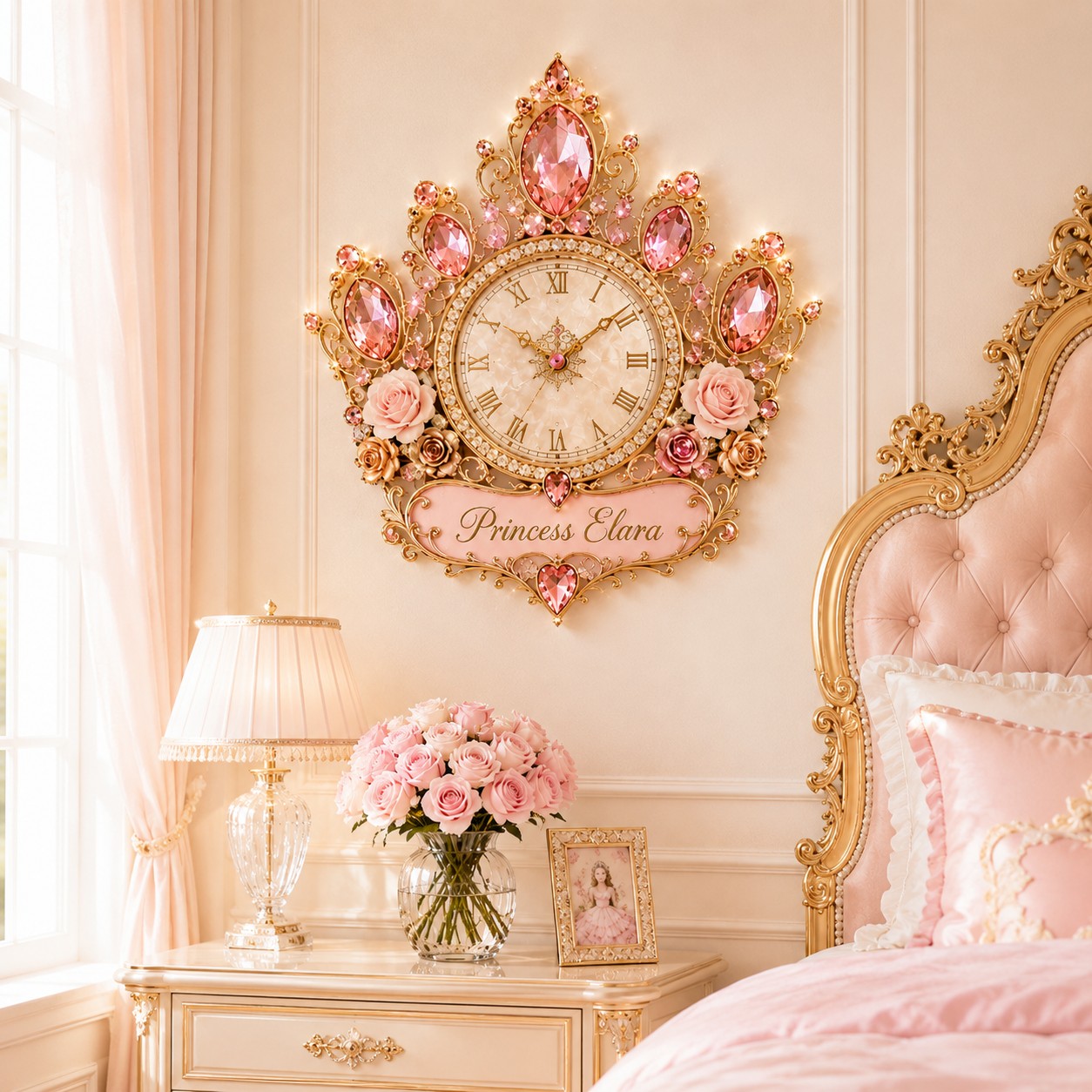 Princess Custom Name Wall Clock — personalized with a custom name