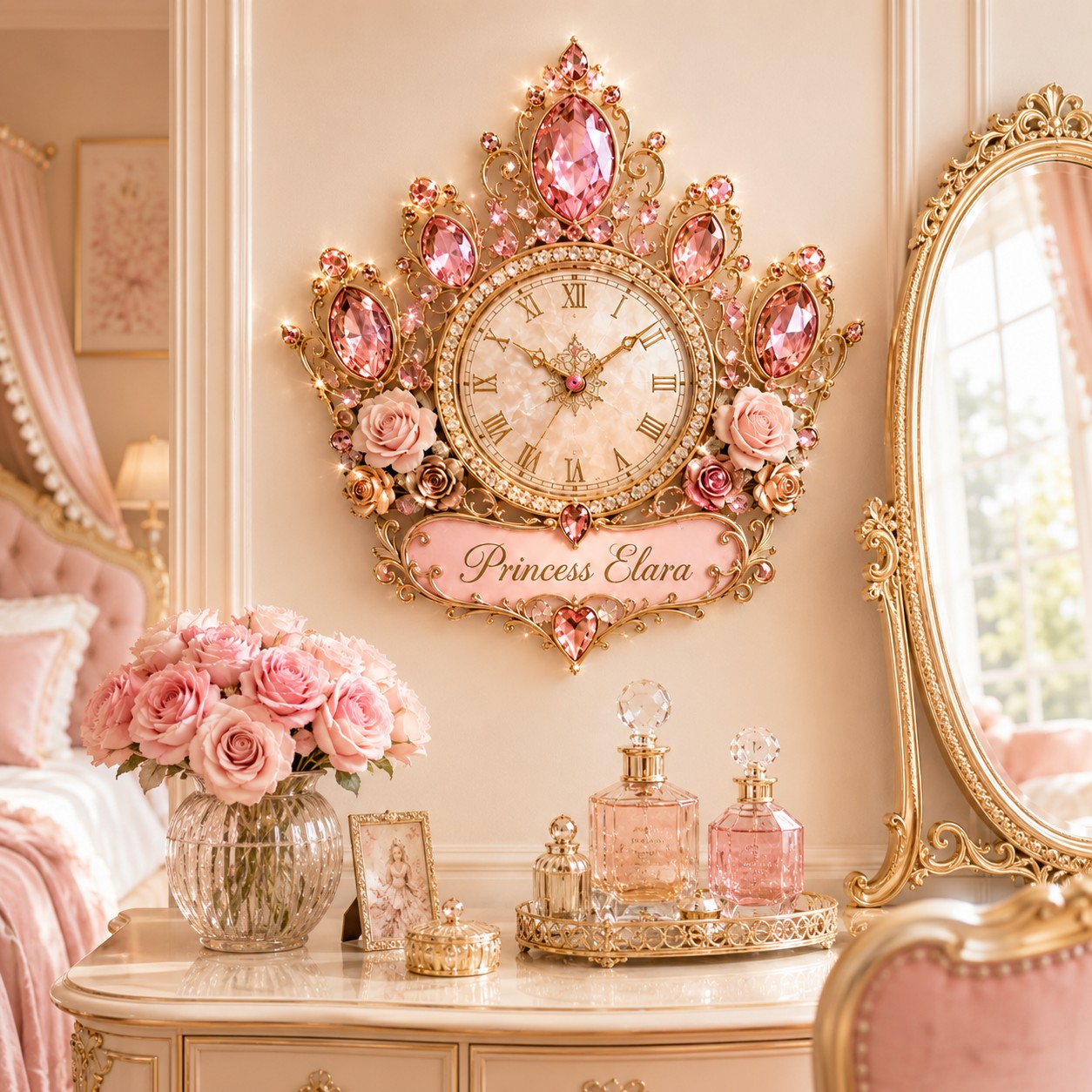 Princess Custom Name Wall Clock — personalized with a custom name