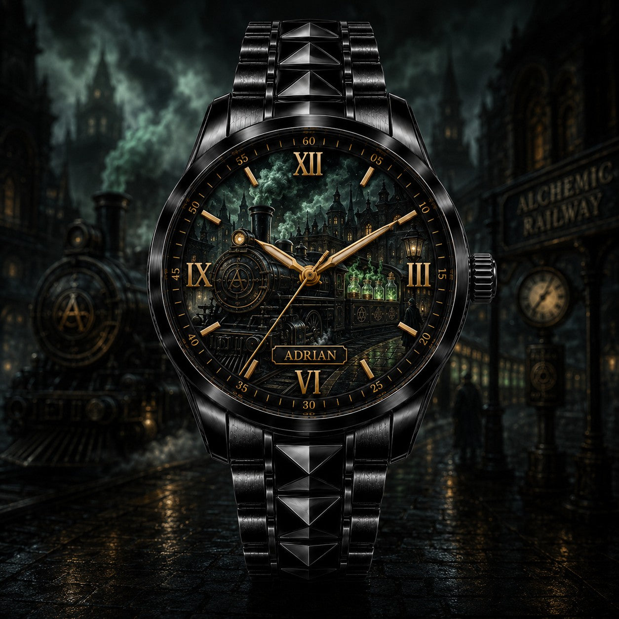 Custom Alchemist Railway Watch — personalized with a custom name