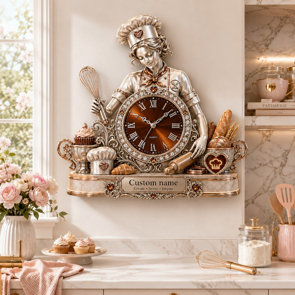 Personalized chef wall clock — personalized with a custom name