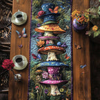 Magical Mushrooms Butterflies Table Runner