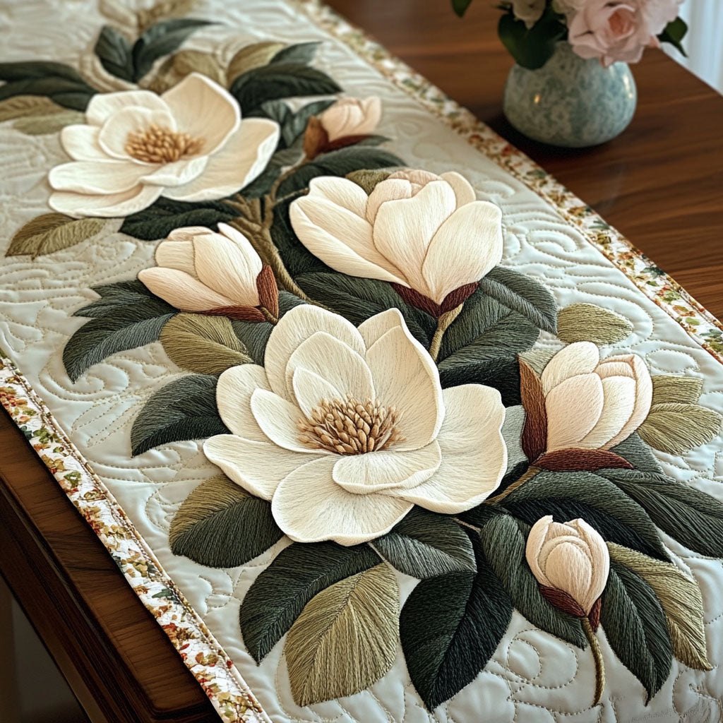 Magnolia Graceful Bloom Table Runner