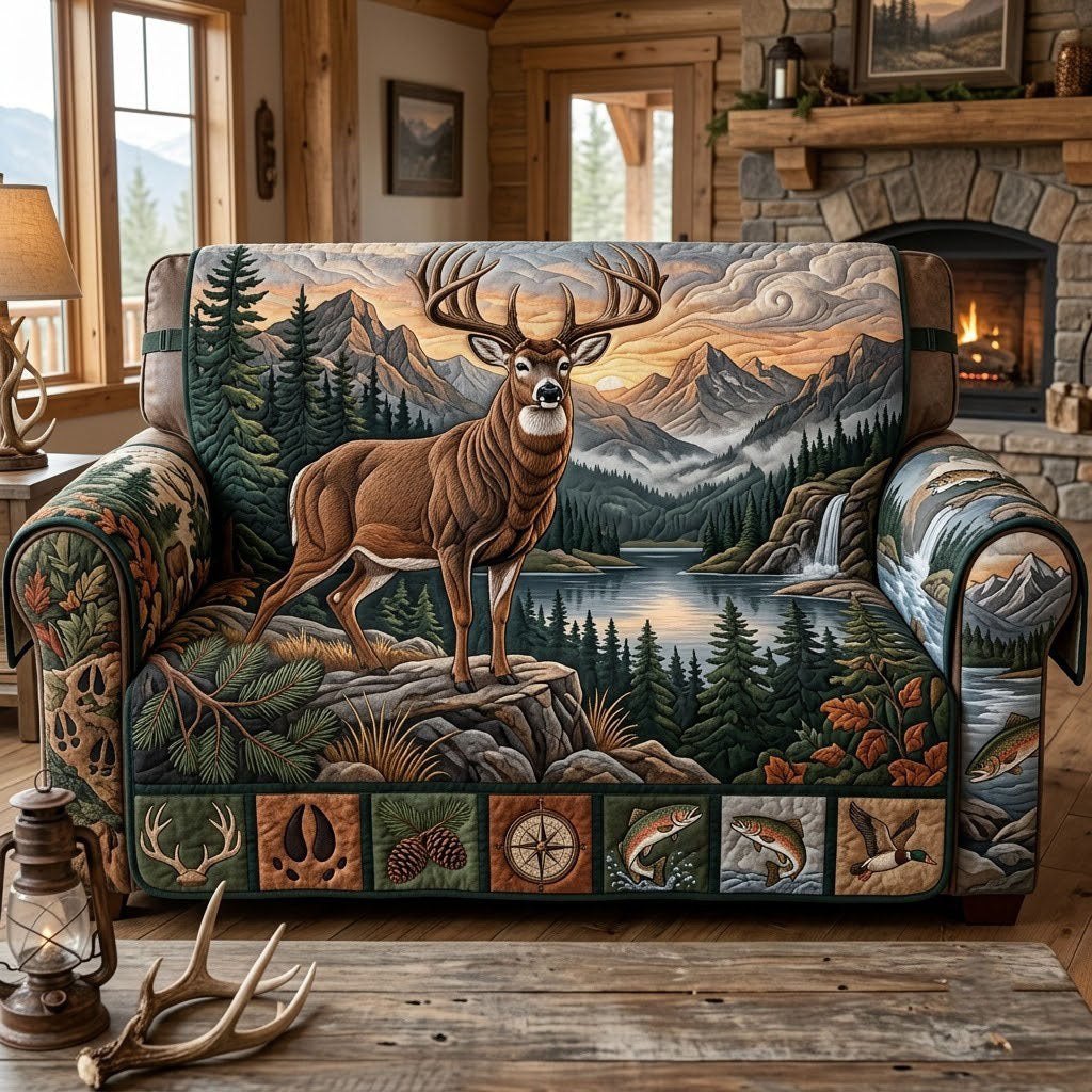 Alpine Lake Standing Buck Sofa Cover