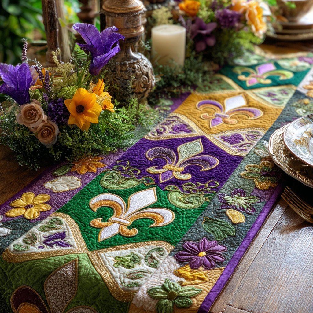 Mardi Fleur Mist Place Table Runner