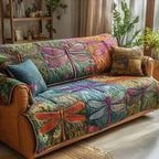 Dragonflies Over Green Garden Blocks Sofa Cover