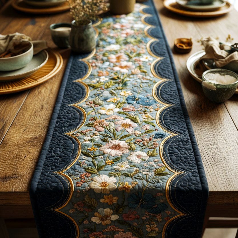 Meadow Embroidery Table Runner