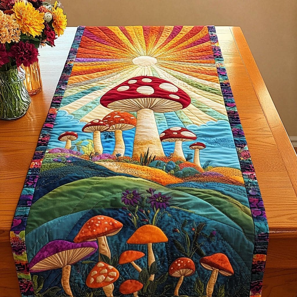 Red Mushrooms on Rolling Hills Table Runner