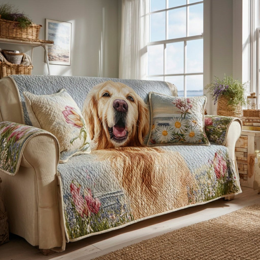 Meadow Golden Retriever Sofa Cover