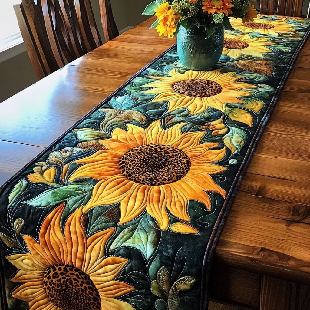 Sunflower on Deep Green Foliage Table Runner