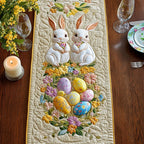 Two Bunnies with Easter Eggs Table Runner