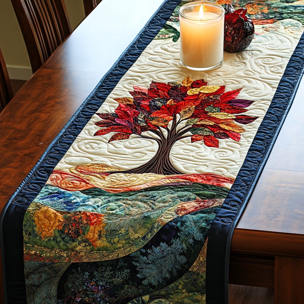 Red Maple Tree in Landscape Table Runner
