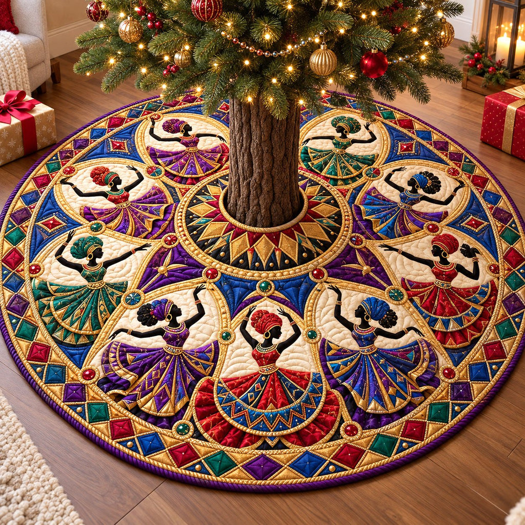 Purple Gown Melanin Queens Christmas Tree Skirt