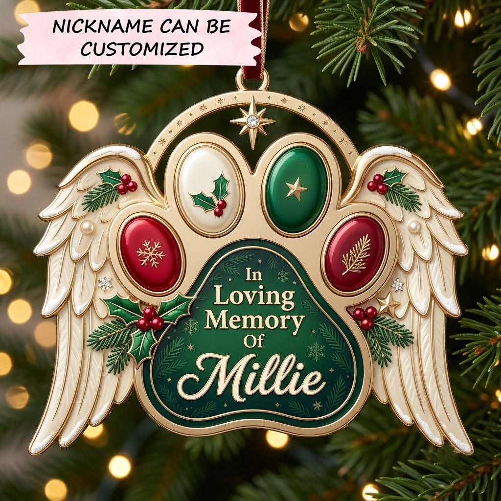 Memorial Paw In Loving Memory Christmas Ornament