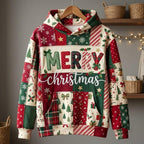 Merry Christmas Stripes and Gifts hoodie, all-over print