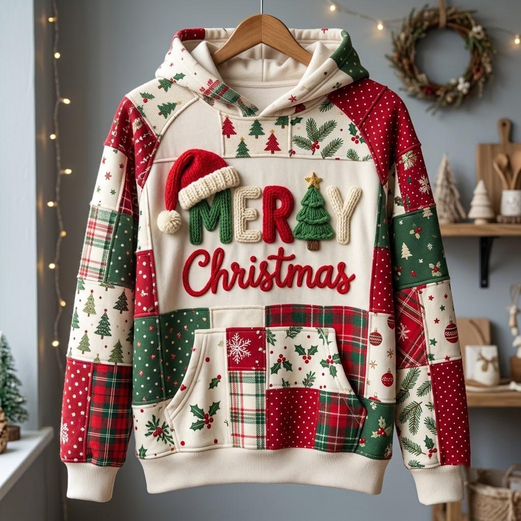 Merry Christmas Santa Hat Plaid hoodie, all-over print