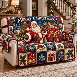 Merry Christmas Santa Sofa Cover - Made to Order