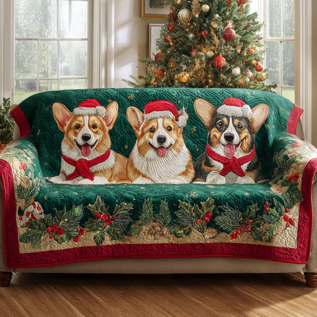 Merry Corgi Family Sofa Cover
