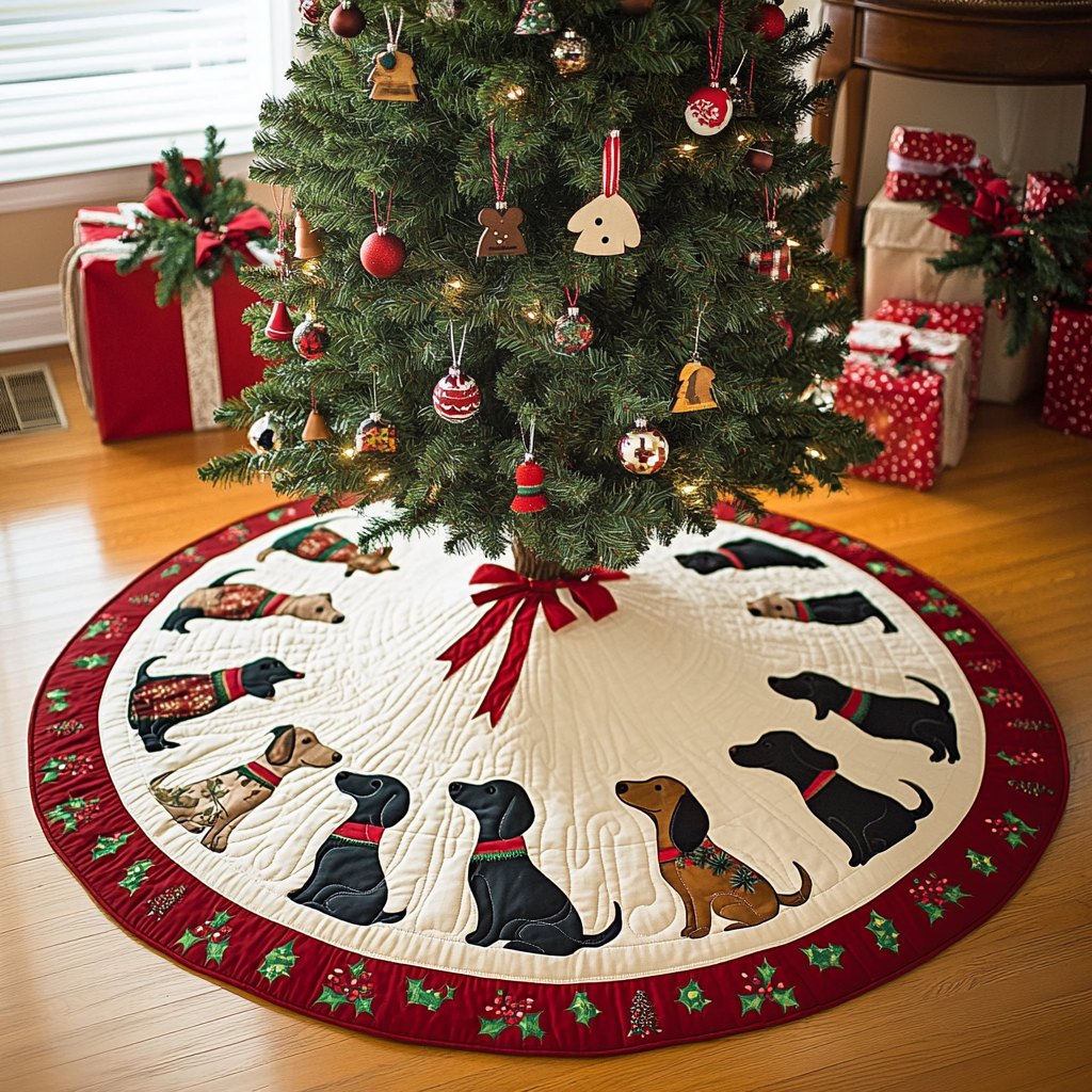 Merry Dachshund Dreams Chritstmas Christmas Tree Skirt