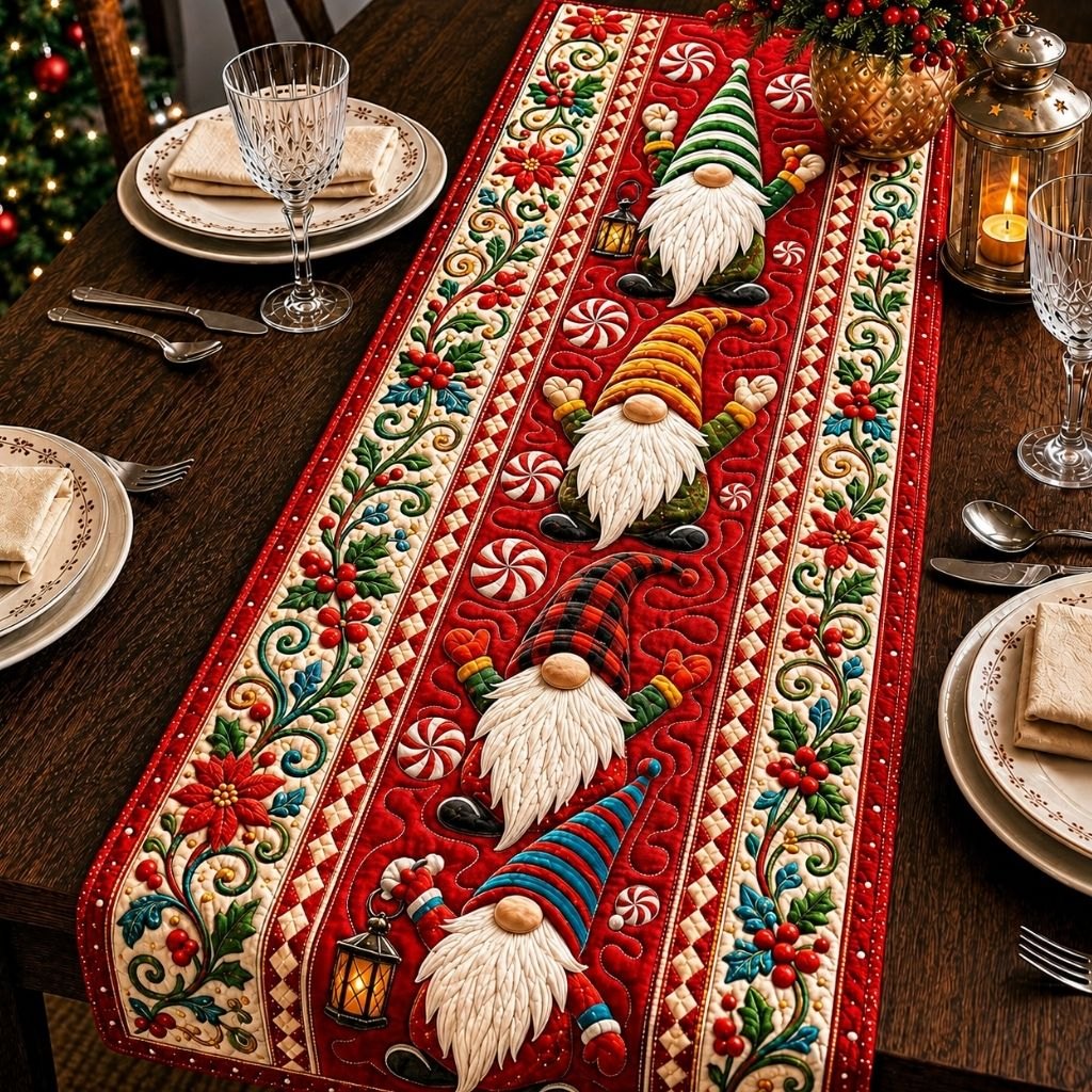 Merry Gnome Wishes Table Runner
