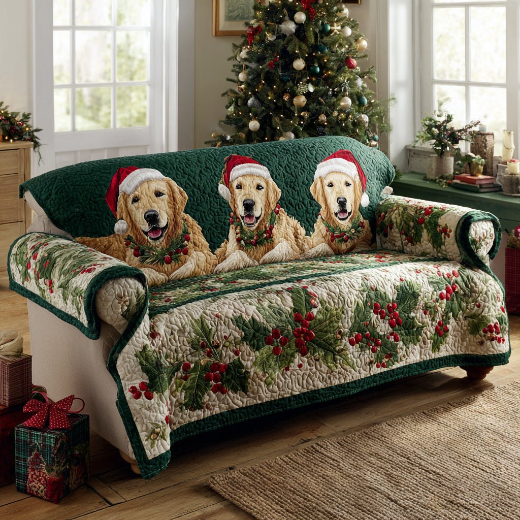 Merry Golden Retriever Sofa Cover