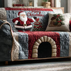 Santa Climbing Down the Chimney Sofa Cover