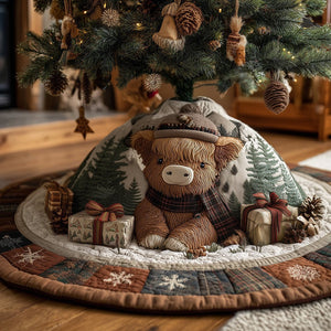 Merry Highland Cow Christmas Tree Skirt - Made to Order