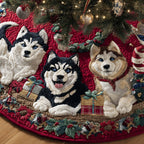 Merry Husky Trail Christmas Tree Skirt