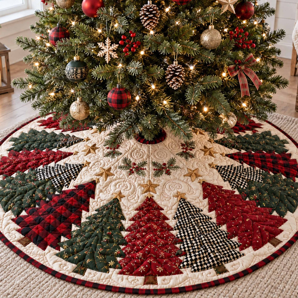 Merry Pine Christmas Tree Skirt