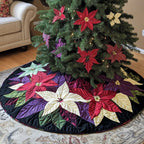 Merry Poinsettia Christmas Tree Skirt