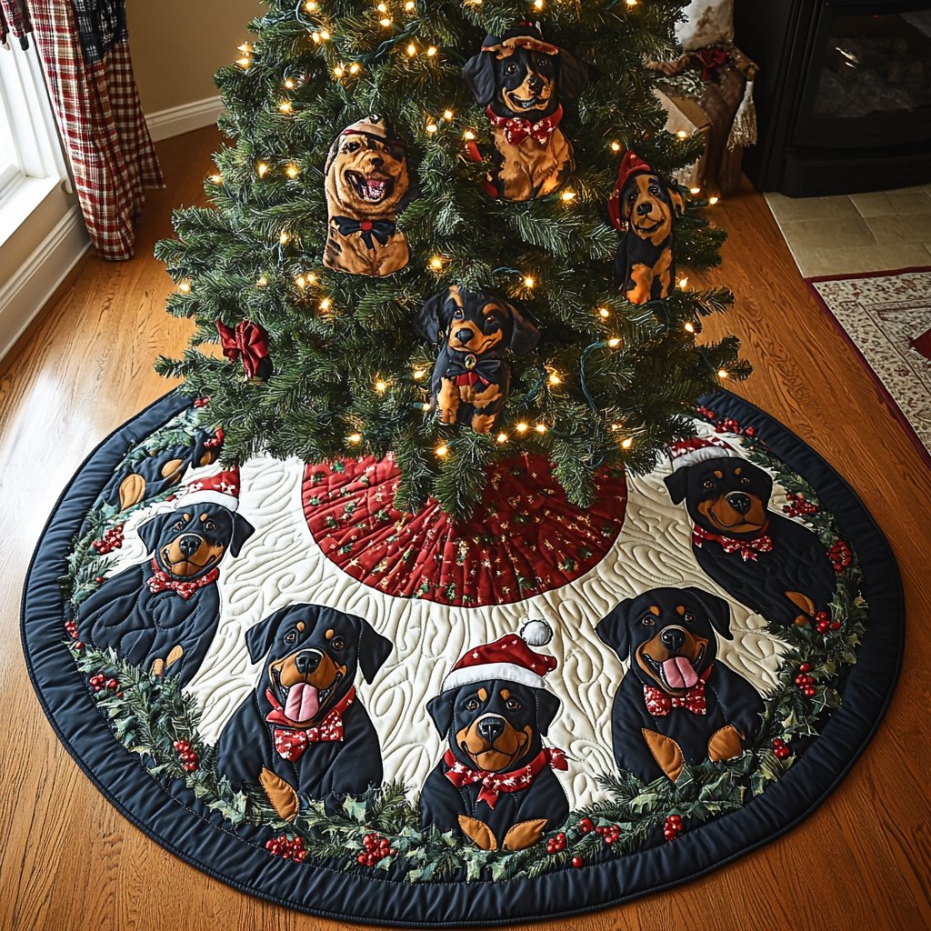 Merry Rottie Christmas Tree Skirt