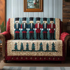 Nutcrackers Above Green Pine Trees Sofa Cover