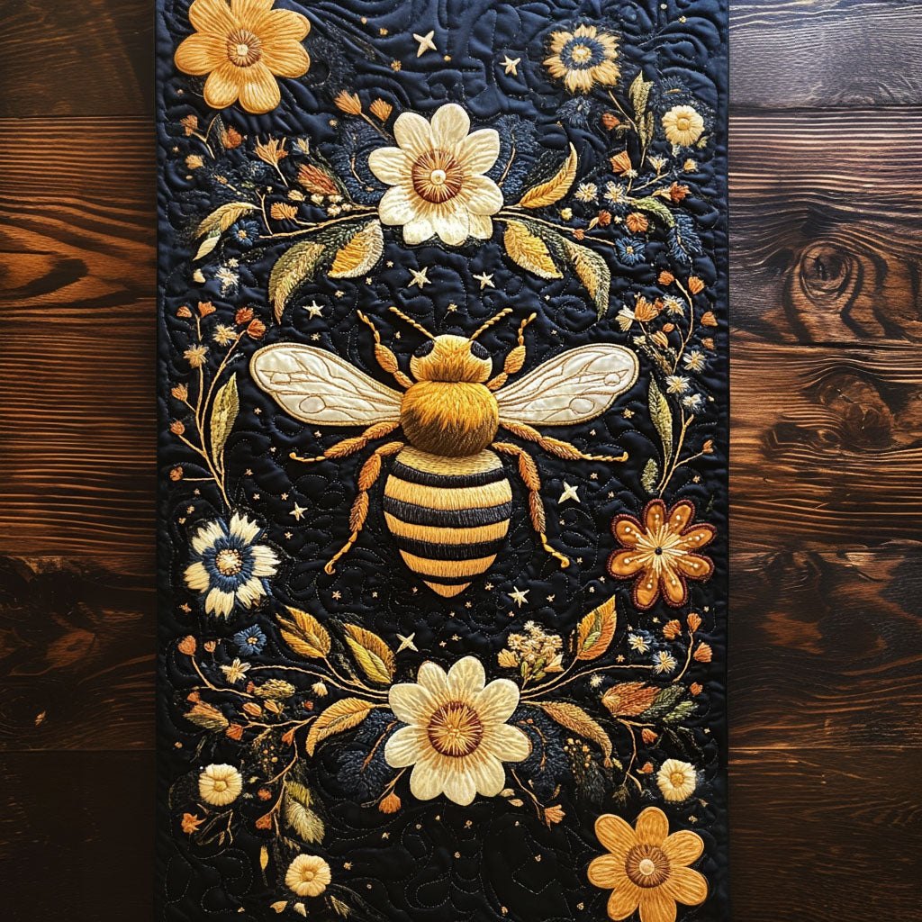 Midnight Bloom Bee Table Runner