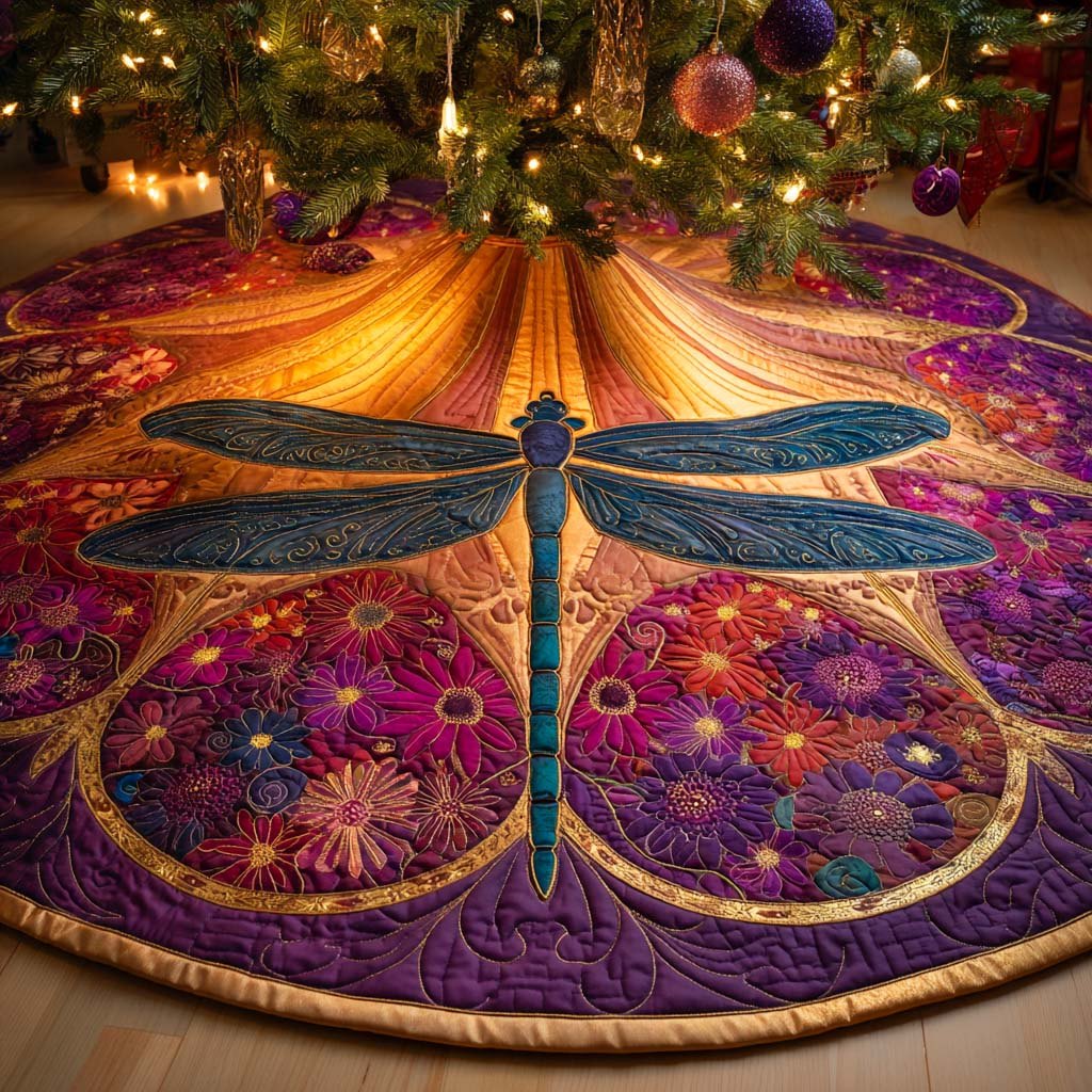 Midnight Bloom Radiance Christmas Tree Skirt