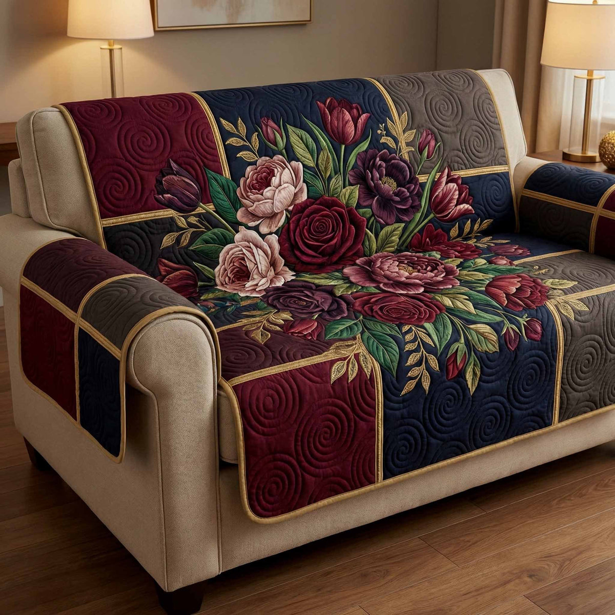 Midnight Blooms Sofa Cover