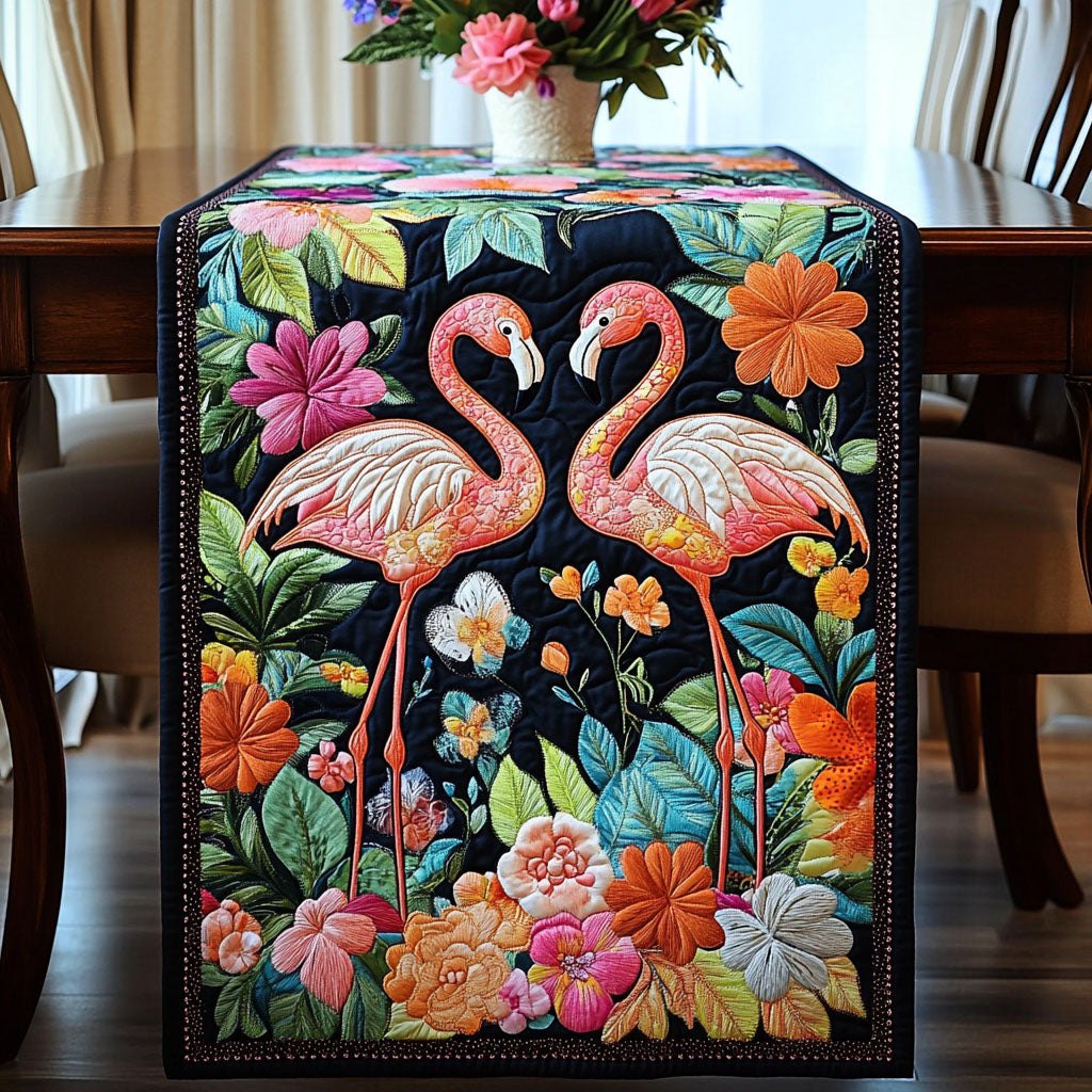 Midnight Flamingos Table Runner