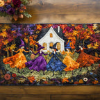 Witches in an Autumn Village Table Runner