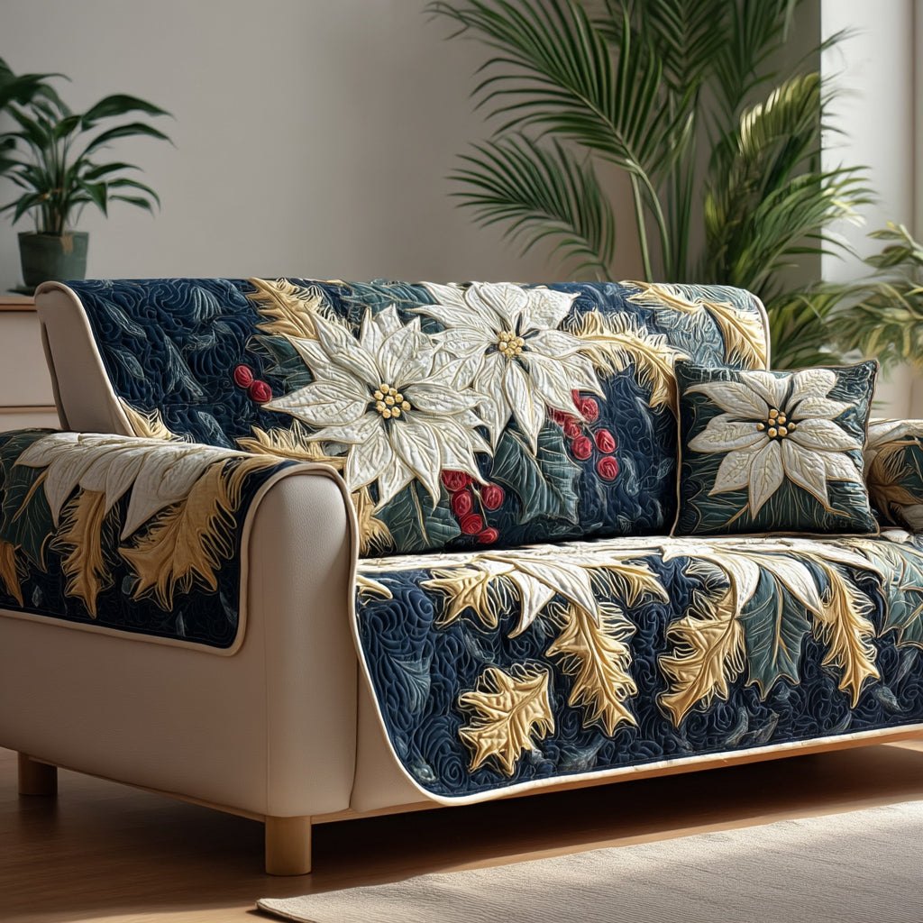 Midnight Poinsettia Sofa Cover