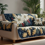 Midnight Poinsettia Sofa Cover