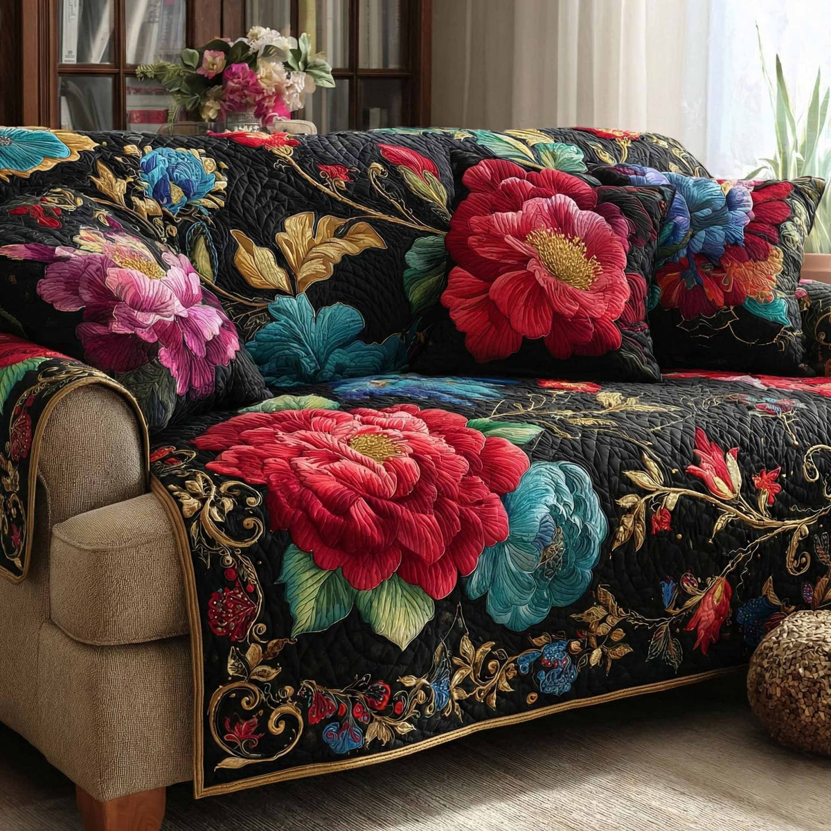 Midnight Roses Sofa Cover