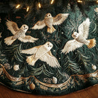 Midnight Snow Owls Christmas Tree Skirt